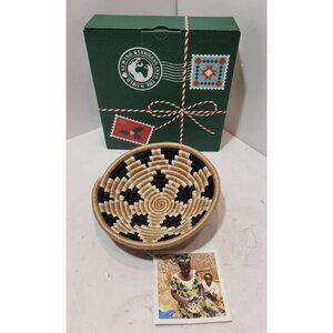 Small Tan and Brown Handwoven Basket From Rwanda Missouri Star Christmas Box